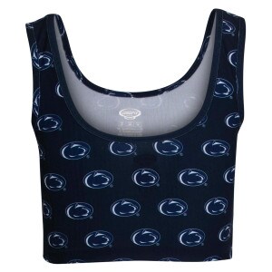 women's navy bralette with repeating Penn State Athletic Logos
